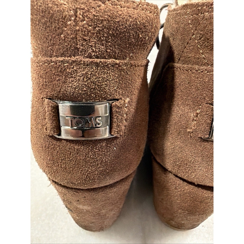 Tom's Desert Wedge Brown 2.75" Wedge Heel Booties Leather Size 9 - Picture 7 of 10